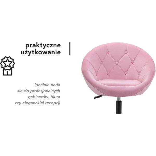 Activeshop 4Rico fotel obrotowy QS-BL12B aksamit różowe
