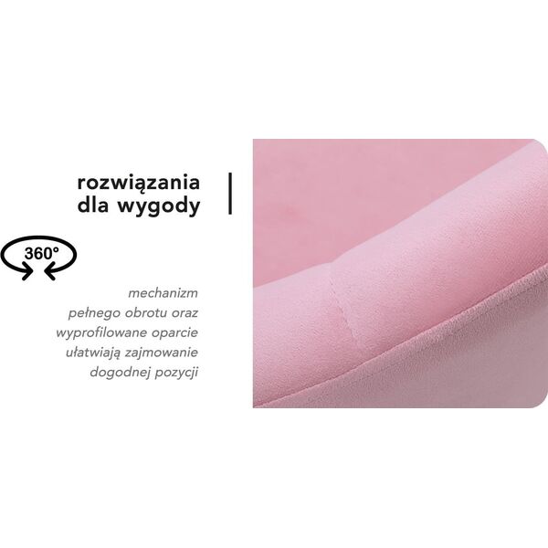 Activeshop 4Rico fotel obrotowy QS-BL12B aksamit różowe
