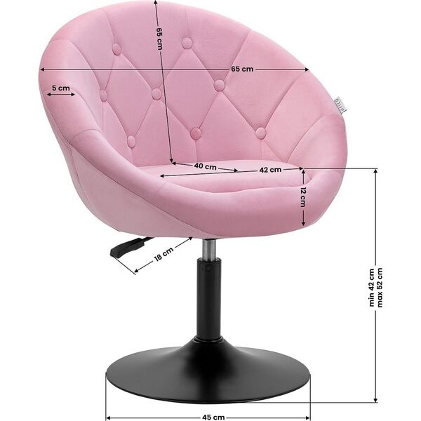 Activeshop 4Rico fotel obrotowy QS-BL12B aksamit różowe