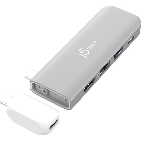 HUB USB j5create j5create JCD394-N huby i koncentratory 2 x USB 3.2 Gen 2 (3.1 Gen 2) Type-C 5000 Mbit/s Szary, Biały