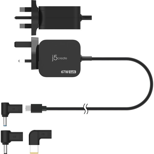 j5create j5create JUP1565DCF3A-FN adapter zasilający/ inwentor Uniwersalne 67 W Czarny