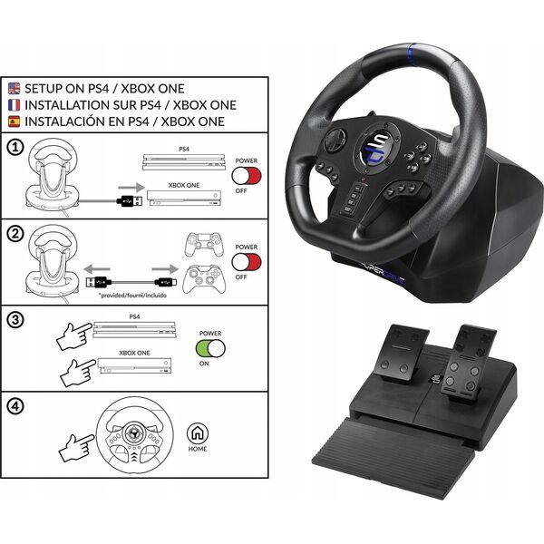 Kierownica Subsonic Subsonic - Superdrive - Rennlenkrad SV750 Drive Pro Sport Lenkrad mit Pedal, Shift und Vibration - Xbox Serie X/S, PS4, Xbox One, Switch, PC