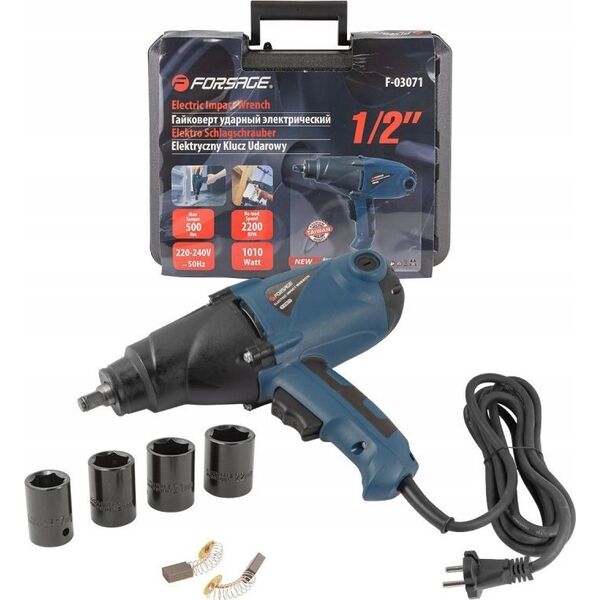 Klucz udarowy Forsage Elektryczny klucz udarowy 1/2" 500Nm 1010W + nasadki