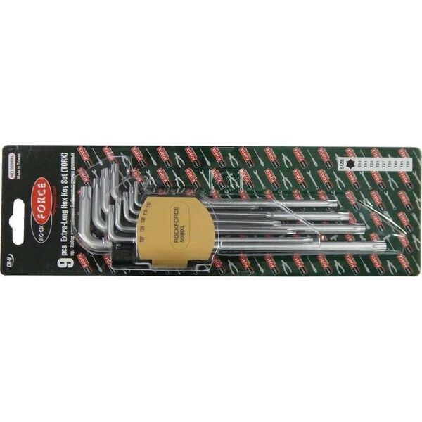 Rockforce Zestaw kluczy TORX ekstra długich 9el. (T10, T15, T20, T25, T27, T30, T40, T45, T50)