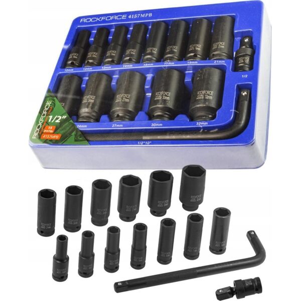 Rockforce Zestaw nasadek udarowych 1/2"  15el.