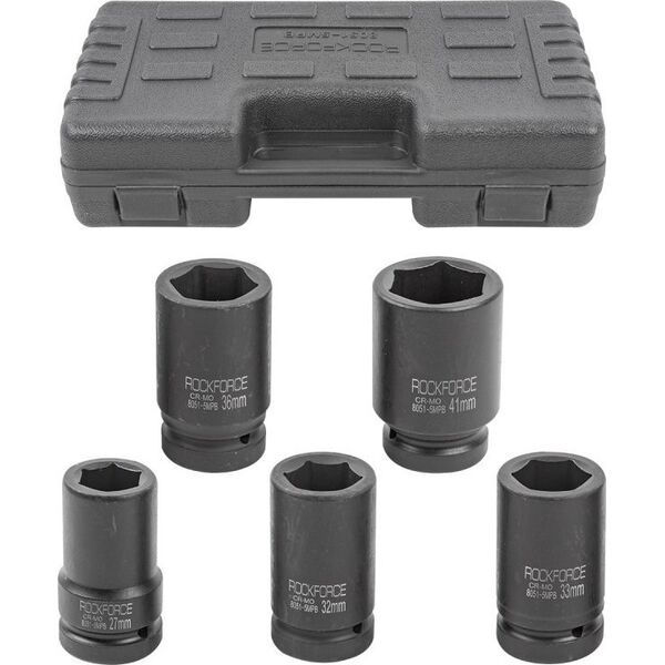 Rockforce Zestaw nasadek udarowych głębokich 1" 5el. (6-kątnych) (27-41mm)