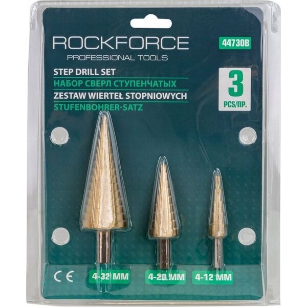 Wiertło Rockforce Zestaw wierteł stopniowych 3el.