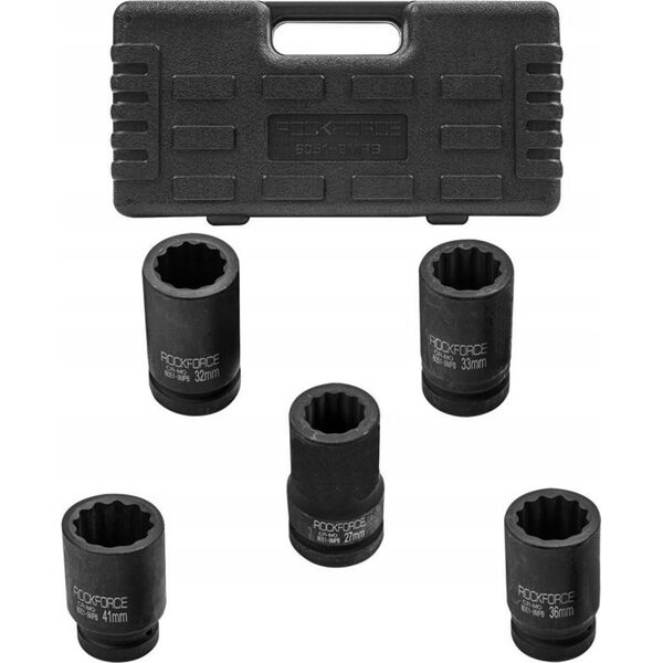 Rockforce Zestaw nasadek udarowych głębokich 1" 5el. (12-kątnych) (27-41mm)
