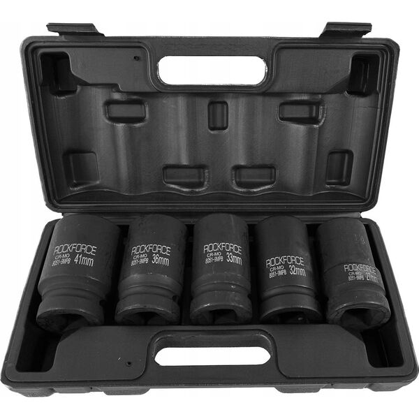 Rockforce Zestaw nasadek udarowych głębokich 1" 5el. (12-kątnych) (27-41mm)