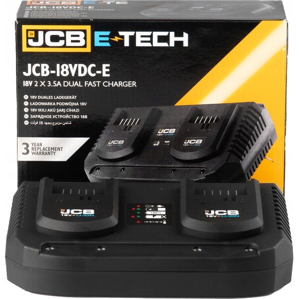 Ładowarka JCB Ładowarka do akumulatorów - podwójna 18V, 2x3.5A
