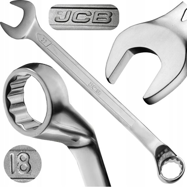 JCB Klucz płasko-oczkowy odgięty o 75 stopni 18mm