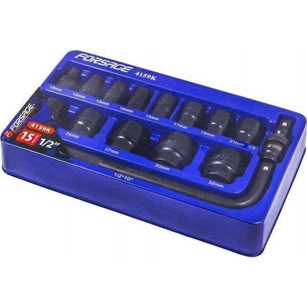 Forsage Zestaw nasadek udarowych 1/2" 15el. (6-kątnych) (10-32mm)