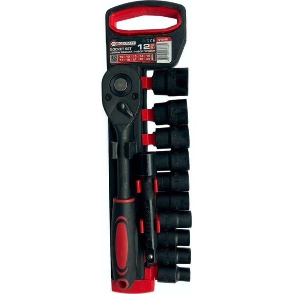 Forcekraft Zestaw nasadek 1/2" 12el. (z grzechotką i przedłużką) (10-24mm)