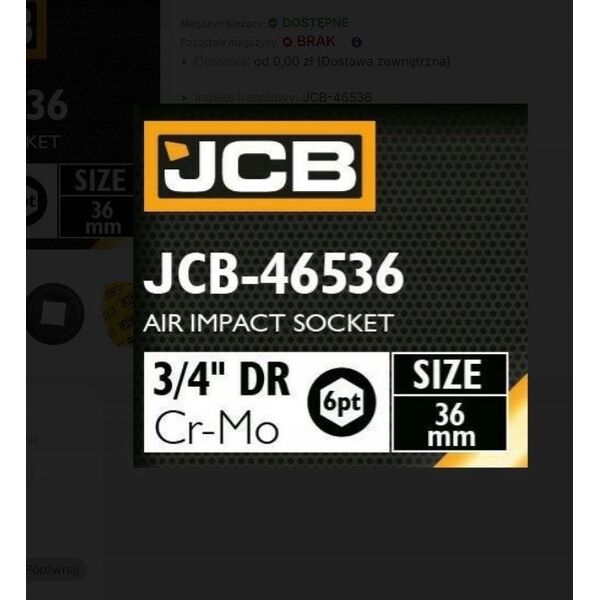 JCB Nasadka udarowa 3/4" 36mm (6-kątna)