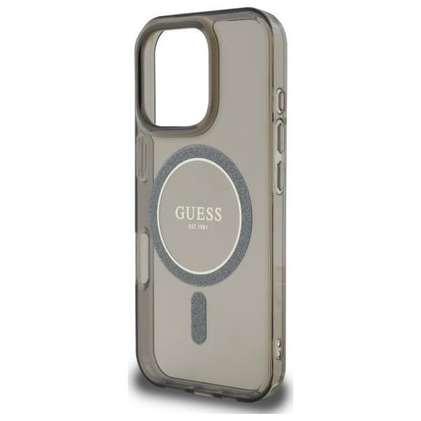 Guess Guess GUHMP16XHFGEREK iPhone 16 Pro Max 6.9" black/black hardcase IML Glitter Circle MagSafe