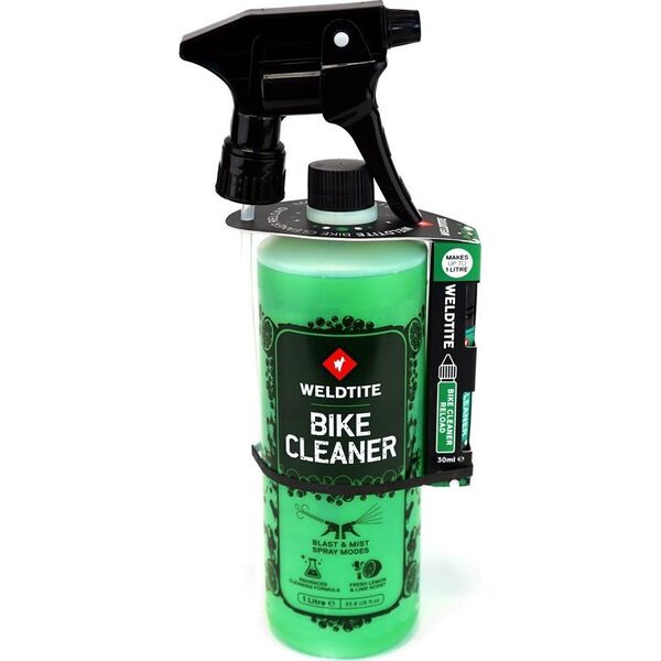 Weldtite Płyn do mycia roweru WELDTITE BIKE CLEANER LIME SPRAY 1L WITH 30ML RELOAD, Zestaw z koncentratem 30ml (NEW 2025)