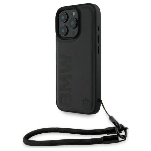 BMW BMW BMHCP16X23RMRLK iPhone 16 Pro Max     6.9" czarny/black hardcase Signature Leather Wordmark Cord