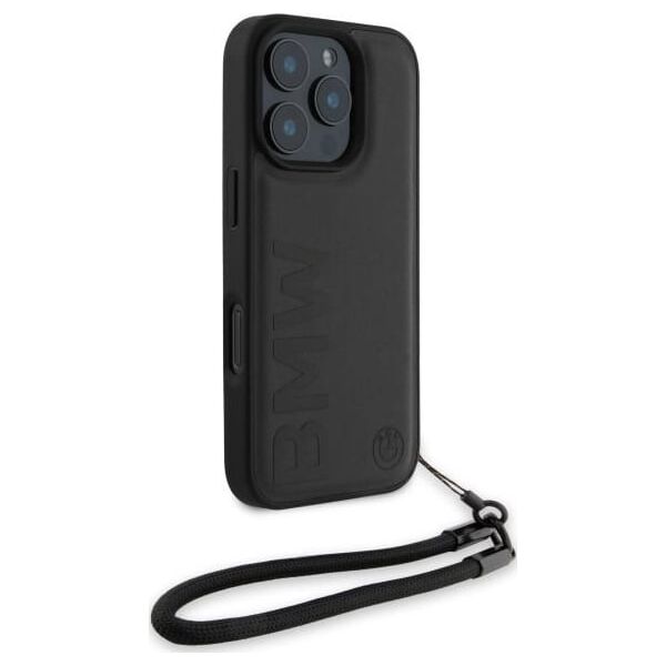 BMW BMW BMHCP16X23RMRLK iPhone 16 Pro Max     6.9" czarny/black hardcase Signature Leather Wordmark Cord