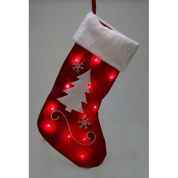 Dekoracja świąteczna Cup&You Skarpeta na prezenty świąteczna duża 41cm 12led - choinka
