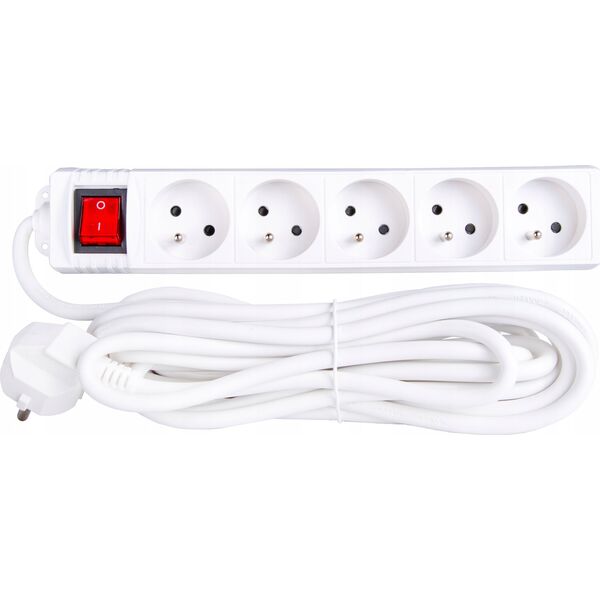 KELTIN Przedłużacz elektryczny – listwa zasilająca biała 5 gniazd 5m (40)