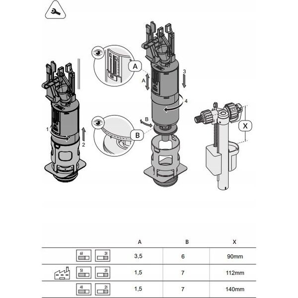 Cersanit FLUSHING VALVE AQUA 0/2/4 CERSANIT