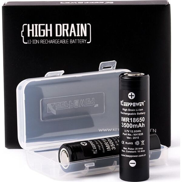 Allnet ALLNET IMR18650, Rechargeable battery, 3.7 V, 2 pc(s), 3500 mAh, Black, Silver, CE, RoHS