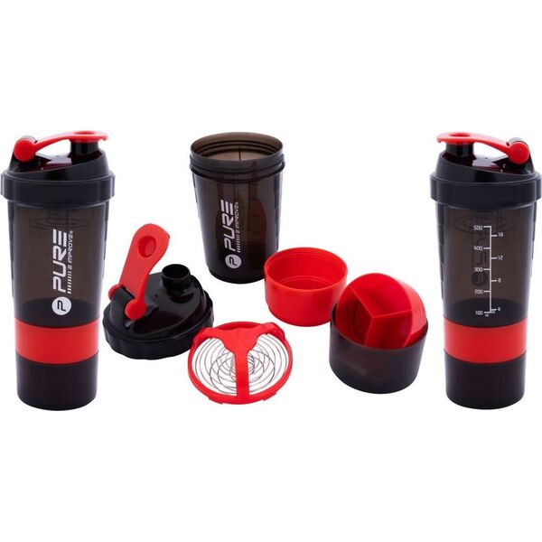 Victoria Sport BIDON FITNESS SHAKER 500ML GREY/RED PURE 2 IMPROVE