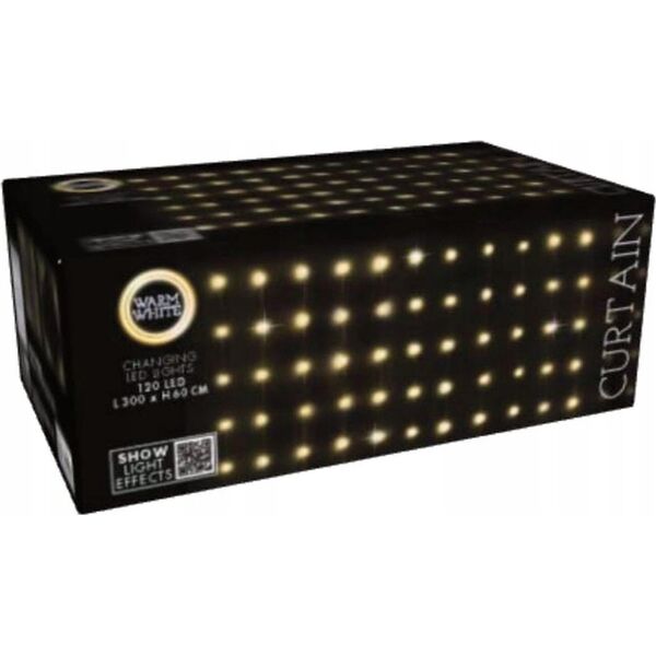 Lampki choinkowe CORTINA LAMPKI CHOINKOWE KURTYNA ŚWIETLNA ZEW/WEW 120 LED 300X60CM Z PILOTEM CIEPŁY BIAŁY