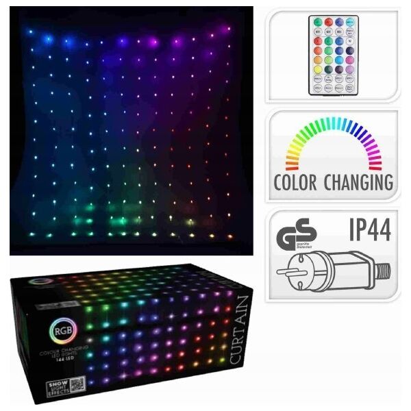 Lampki choinkowe Christmas decoration LAMPKI CHOINKOWE KURTYNA ŚWIETLNA ZEW/WEW 120 LED 300X60CM Z PILOTEM RGB