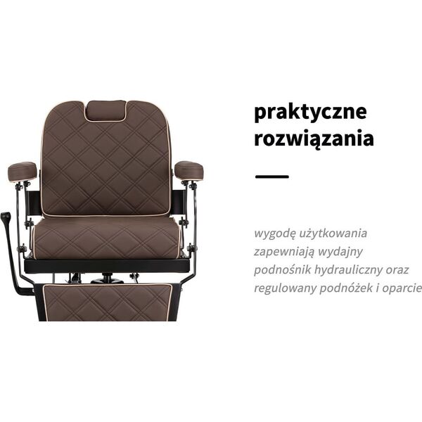 Fotel Barberski Carlos Brązowy