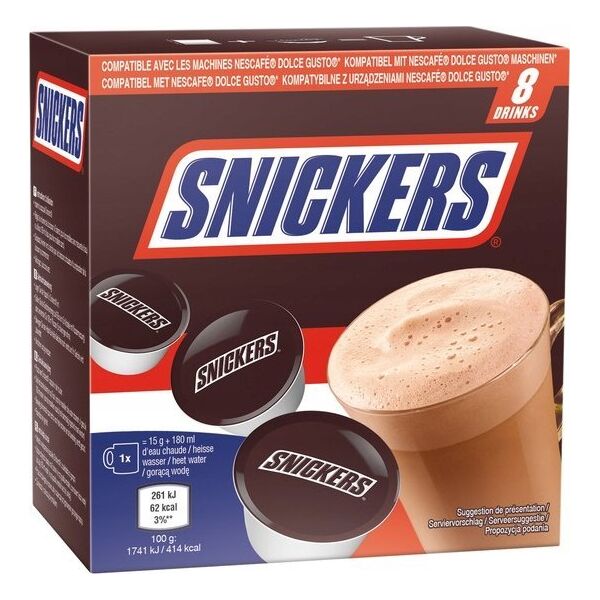 Hot chocolate pods compatible with NESCAFE(r) Dolce Gusto(r) Snickers, 8 pcs.
