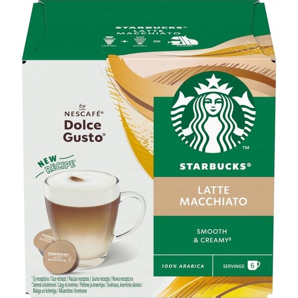 Coffee capsules compatible with NESCAFE(r) Dolce Gusto(r) Starbucks Latte Macchiato, 6 + 6 pcs.
