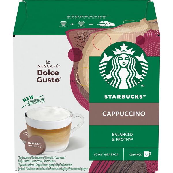 Coffee capsules compatible with NESCAFE(r) Dolce Gusto(r) Starbucks Cappuccino, 6 + 6 pcs.
