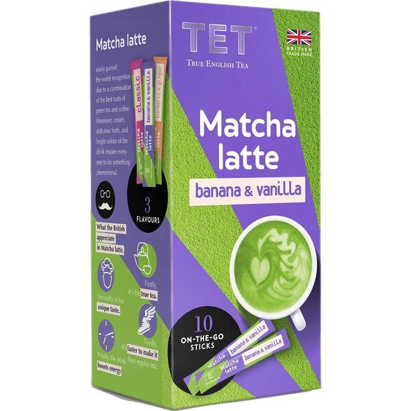 Instant tea drink True English Tea Matcha Latte Banana & Vanilla, 10 pcs.