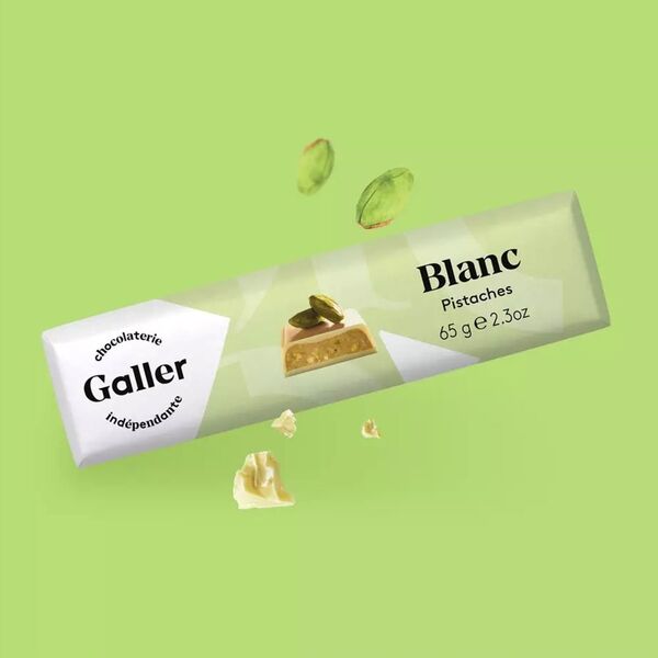 Chocolate bar Galler White Pistachios, 65 g