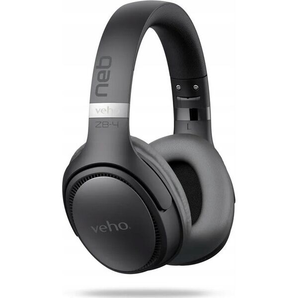 Veho ZB-4 Zestaw słuchawkowy Przewodowy i Bezprzewodowy Opaska na głowę Połączenia/muzyka USB Type-C Bluetooth Czarny, Szary