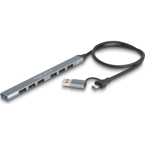 DeLOCK 64273 huby i koncentratory USB 3.2 Gen 1 (3.1 Gen 1) Type-C 5000 Mbit/s Szary