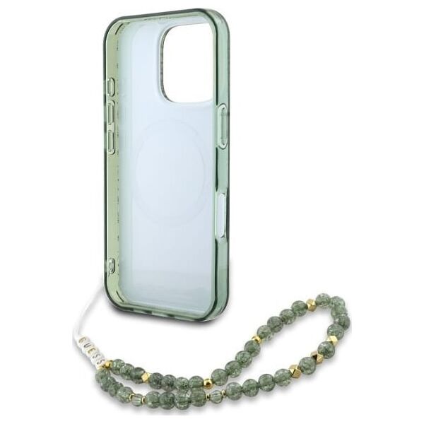 Guess GUHMP16XHCPOFPA iPhone 16 Pro Max   6.9" zielony/green hardcase IML Flowers Allover Electro With Pearl Strap MagSafe