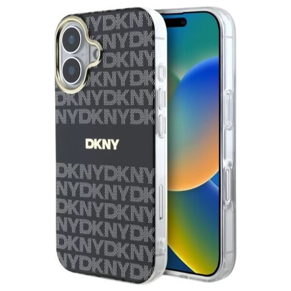 DKNY DKHMP16SHRHSEK iPhone 16 6.1"        czarny/black hardcase Repeat Texture Pattern With Stripe