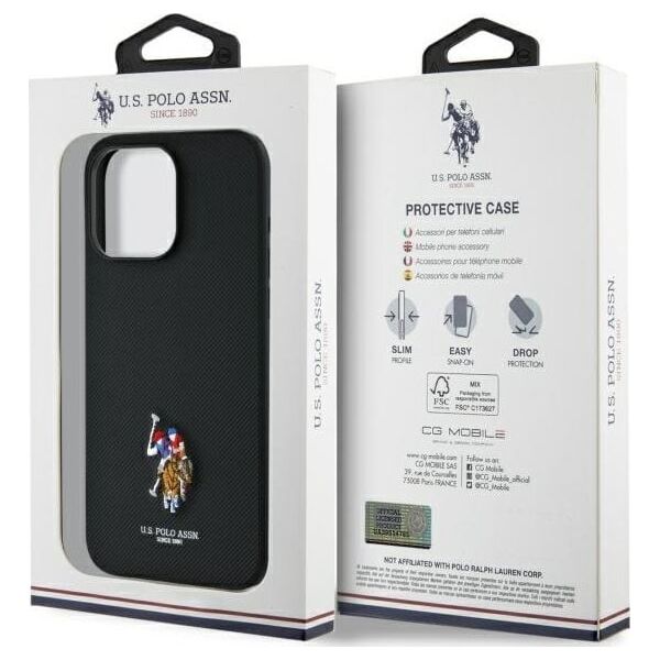 US Polo USHCP15XPEMK iPhone 15 Pro Max    6,7" czarny/black Embroidered DH Color