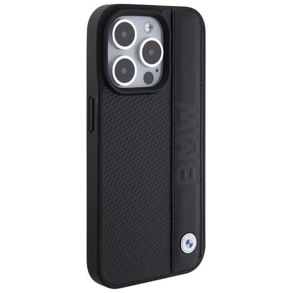 BMW BMHCP15X22RDPK iPhone 15 Pro Max  6.7" czarny/black hardcase Leather Textured & Stripe