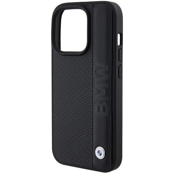 BMW BMHCP15X22RDPK iPhone 15 Pro Max  6.7" czarny/black hardcase Leather Textured & Stripe