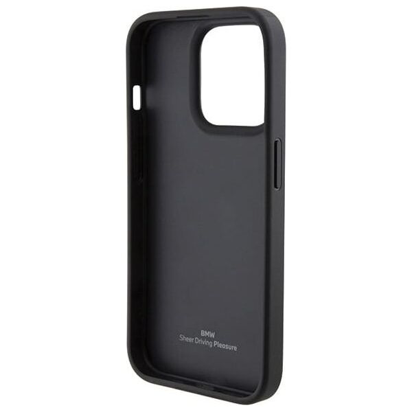 BMW BMHCP15X22RDPK iPhone 15 Pro Max  6.7" czarny/black hardcase Leather Textured & Stripe