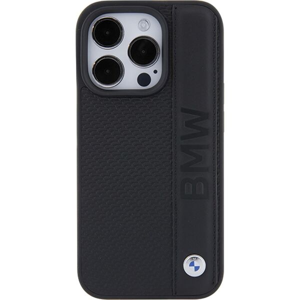 BMW BMHCP15X22RDPK iPhone 15 Pro Max  6.7" czarny/black hardcase Leather Textured & Stripe