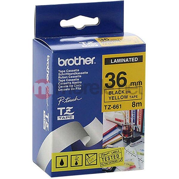 Brother taśma żółta TZ-661 nadruk czarny