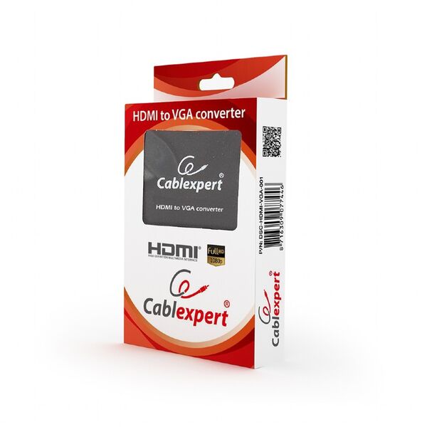 Adapter AV Gembird HDMI - D-Sub (VGA) + Jack 3.5mm czarny (DSC-HDMI-VGA-001)