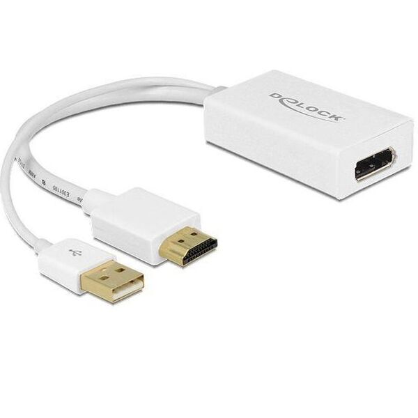 Adapter AV Delock HDMI - DisplayPort + USB-A biały (62496)