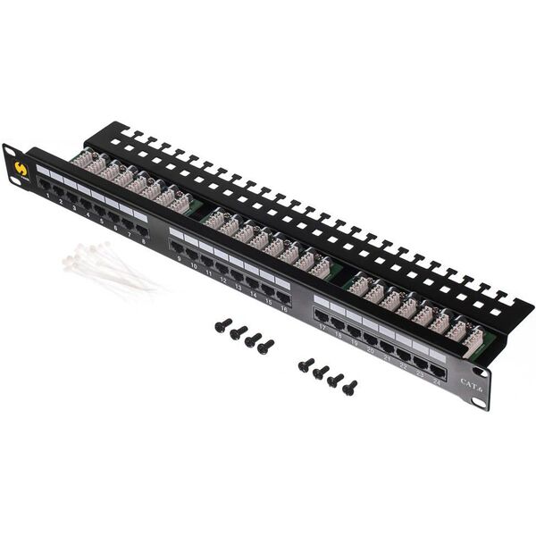 NetRack Patch panel 19'' 24-porty Kat. 6 UTP Czarny (104-08)