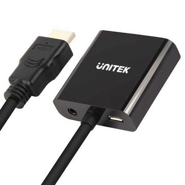 Adapter AV Unitek HDMI - D-Sub (VGA) + Jack 3.5mm czarny (Y-6333)