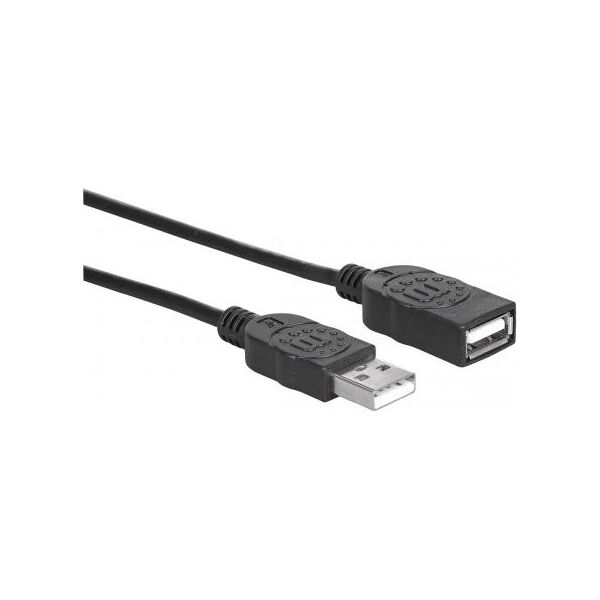 Kabel USB Manhattan USB-A - USB-A 1 m Czarny (308519)